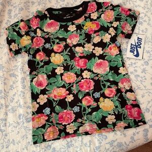 Nike Kids Floral Tee - Black, Pink, and Green